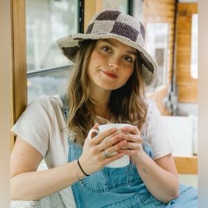 Checkered Hemp Crochet Bucket Hat